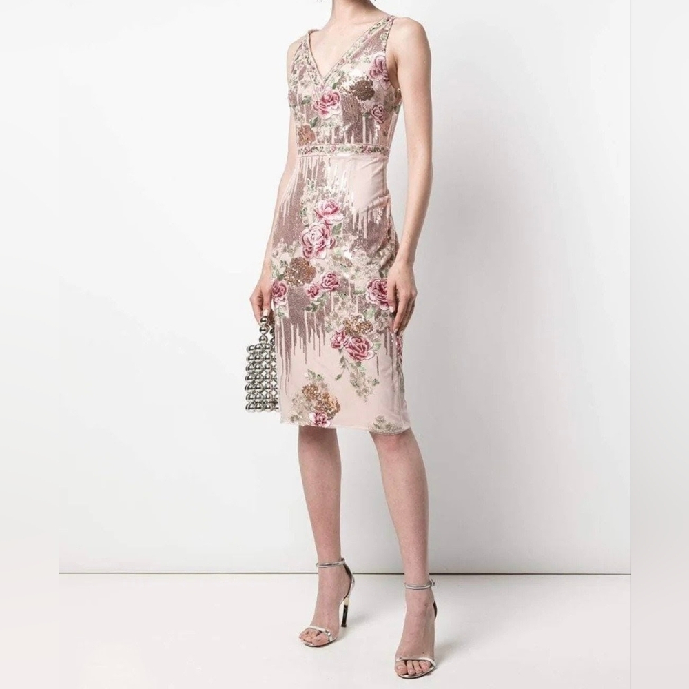 NWT Marchesa 14 Floral Embroidered Dress